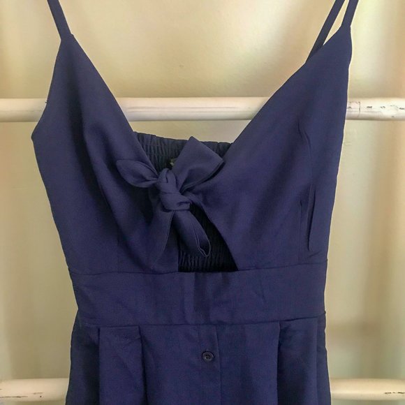 NWOT Navy Spaghetti Strap Tie Front Dress - Picture 5 of 7